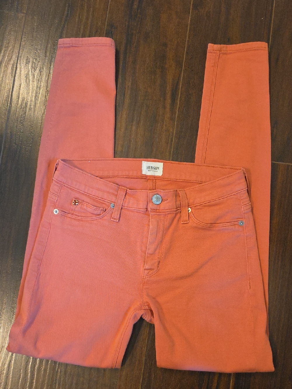 Hudson Jeans Coral-Orange Skinny Jeans Nico Super Skinny Midrise